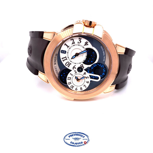 Harry Winston 44mm Ocean Dual Time Rose Gold Watch OCEATZ44RR001 PNFH1K - Beverly Hills Watch Company