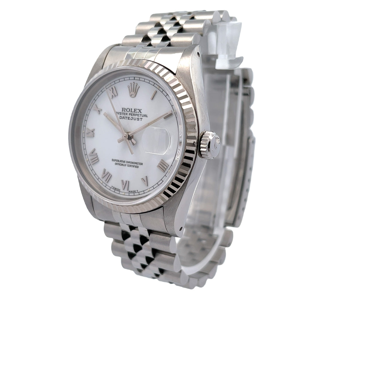 Rolex Datejust 36MM Stainless Steel White Gold Fluted Bezel Jubilee Bracelet 16234
