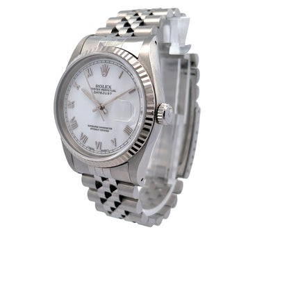 Rolex Datejust 36MM Stainless Steel White Gold Fluted Bezel Jubilee Bracelet 16234