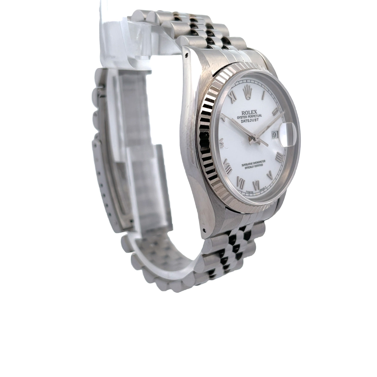 Rolex Datejust 36MM Stainless Steel White Gold Fluted Bezel Jubilee Bracelet 16234