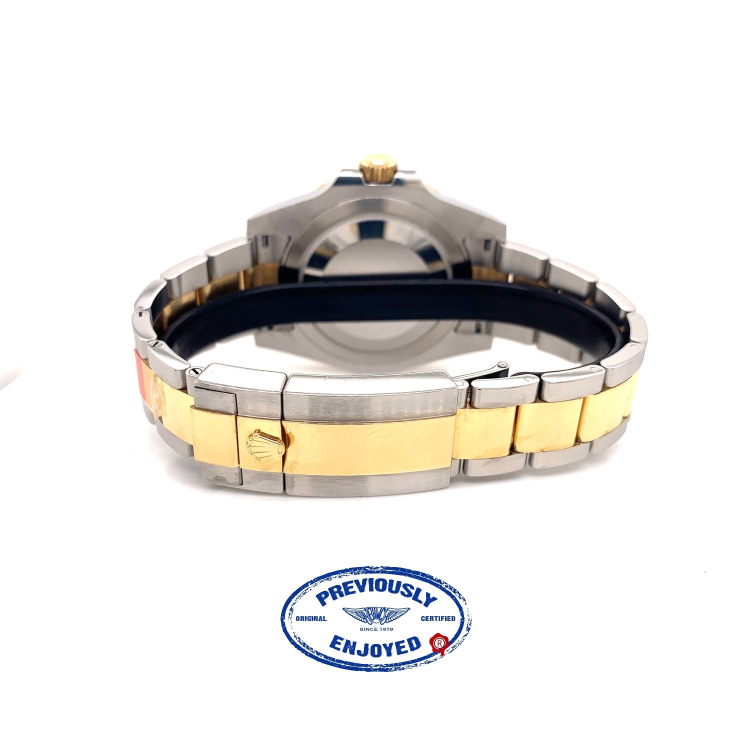 Rolex GMT MASTER II Stainless Steel and Yellow Gold Oyster Bracelet Black Dial Ceramic Bezel 116713LN PR9PZR - Beverly Hills Watch Company