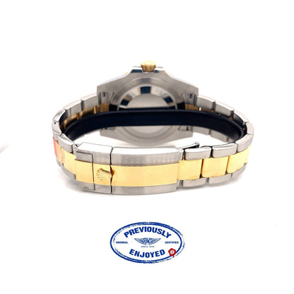 Rolex GMT MASTER II Stainless Steel and Yellow Gold Oyster Bracelet Black Dial Ceramic Bezel 116713LN PR9PZR - Beverly Hills Watch Company