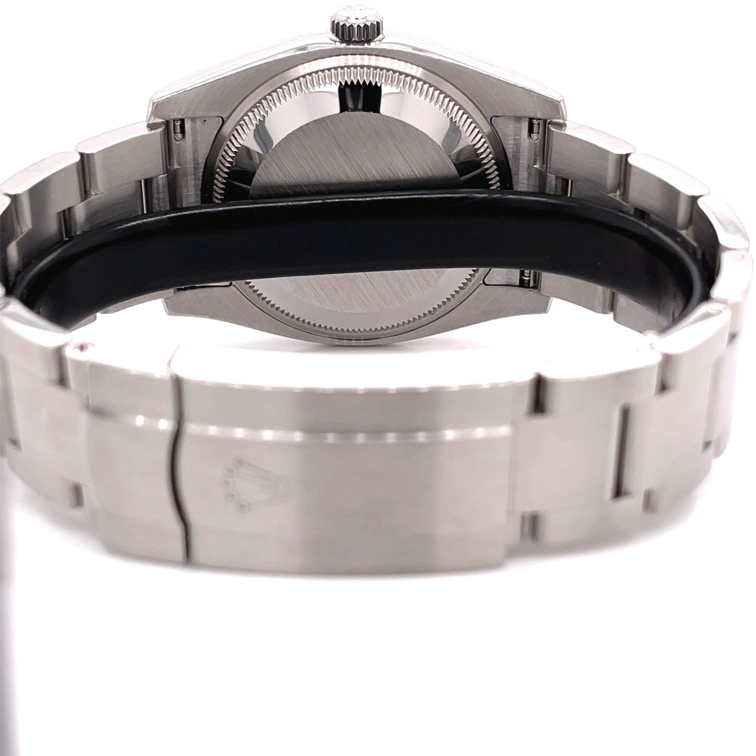 Rolex Stainless Steel Oyster Bracelet Domed Bezel Blue Dial Watch 114200 PZFWA8 - Beverly Hills Watch Company