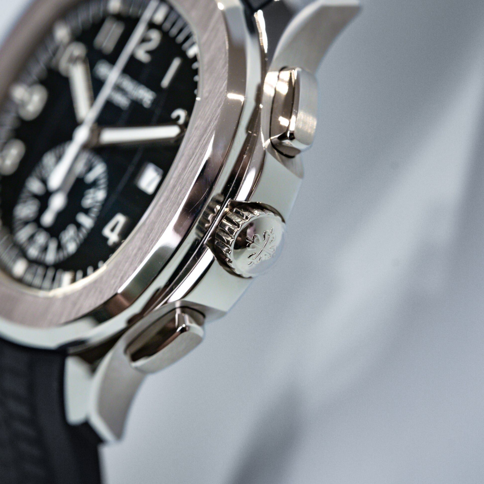 Patek Philippe Aquanaut Chronograph White Gold Blue Dial 5968g-001 - Beverly Hills Watch Company