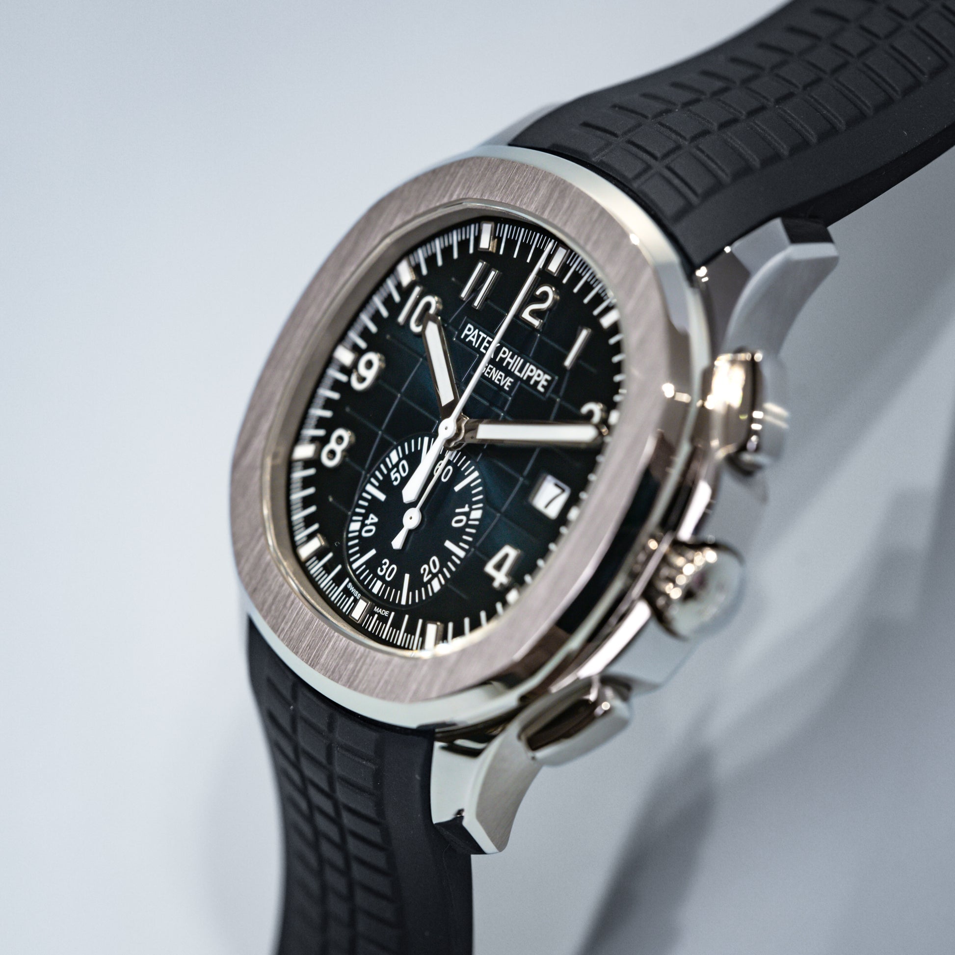 Patek Philippe Aquanaut Chronograph White Gold Blue Dial 5968g-001 - Beverly Hills Watch Company