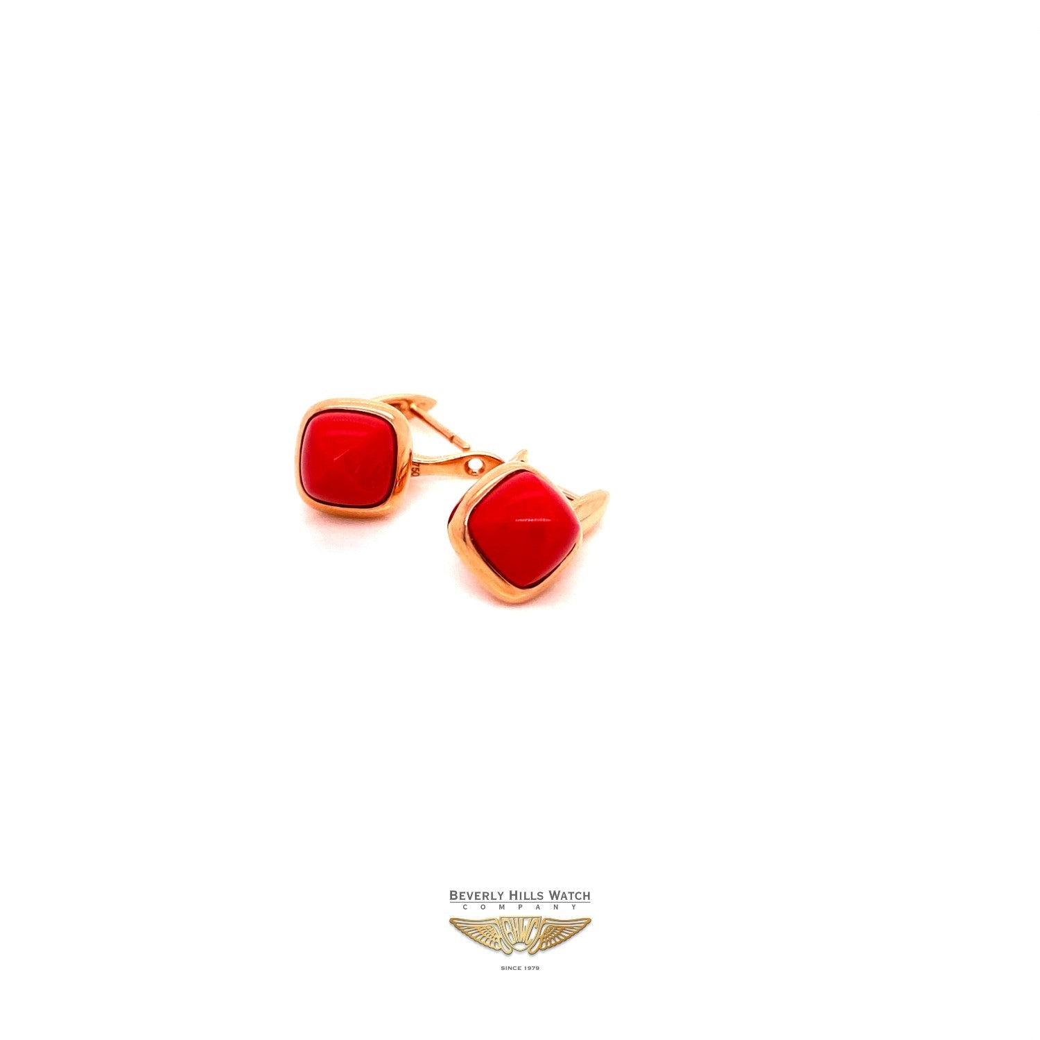 Naira & C Reconstructed Coral Rose Gold Earrings Q77AAE - Beverly Hills Watch and Jewelry Company
