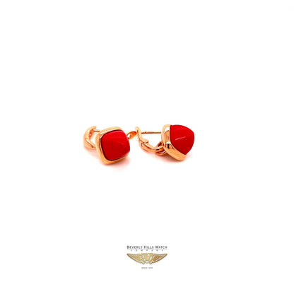 Naira & C Reconstructed Coral Rose Gold Earrings Q77AAE - Beverly Hills Watch and Jewelry Company