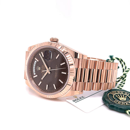 Rolex Day-Date 40mm President Everose Chocolate Motif Dial 228235 - Beverly Hills Watch Company