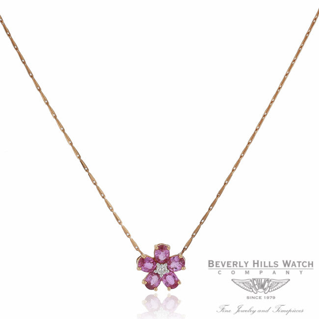 Naira & C Daisy Necklace Pink Sapphires and Diamond QCFAJ2 - Beverly Hills Watch Company