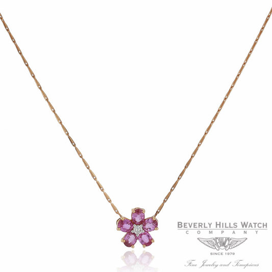 Naira & C Daisy Necklace Pink Sapphires and Diamond QCFAJ2 - Beverly Hills Watch Company