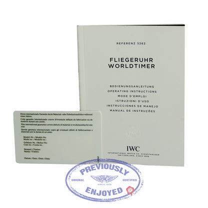 IWC Pilot Worldtimer 45MM Automatic Stainless Steel Black Dial Alligator strap IW326201 QEN62H - Beverly Hills Watch Store