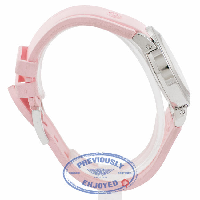 Harry Winston The Ocean Bi Retrograde 18K White Gold Silver Diamond Dial Pink Rubber Strap Ladies Watch 400-UABI36WC.WDP Beverly Hills Luxury Watches