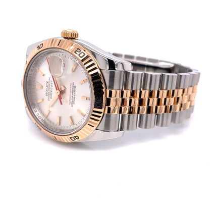 Rolex Datejust Turn-O-Graph 36mm Rose Gold and Stainless Steel Silver Stick Dial 116261 QV7QK1 - Beverly Hills Watch Company