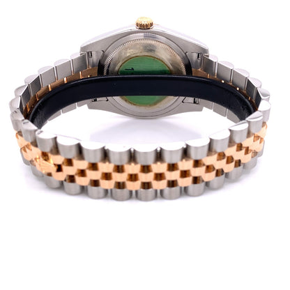 Rolex Datejust Turn-O-Graph 36mm Rose Gold and Stainless Steel Silver Stick Dial 116261 QV7QK1 - Beverly Hills Watch Company