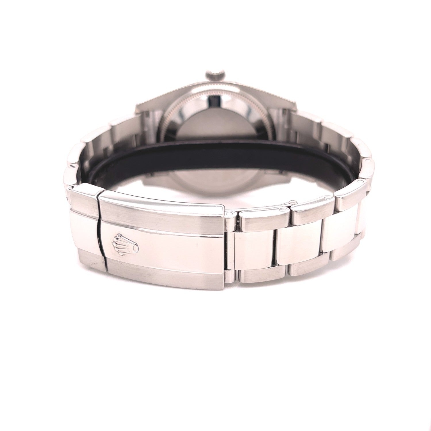 Rolex Date Oyster Perpetual 34MM 18K White Gold Fluted Bezel 115234 - Beverly Hills Watch Company