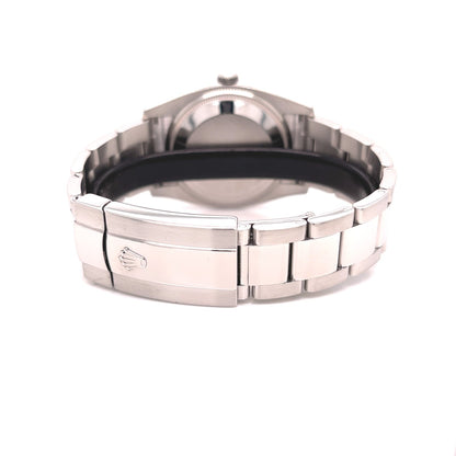 Rolex Date Oyster Perpetual 34MM 18K White Gold Fluted Bezel 115234 - Beverly Hills Watch Company