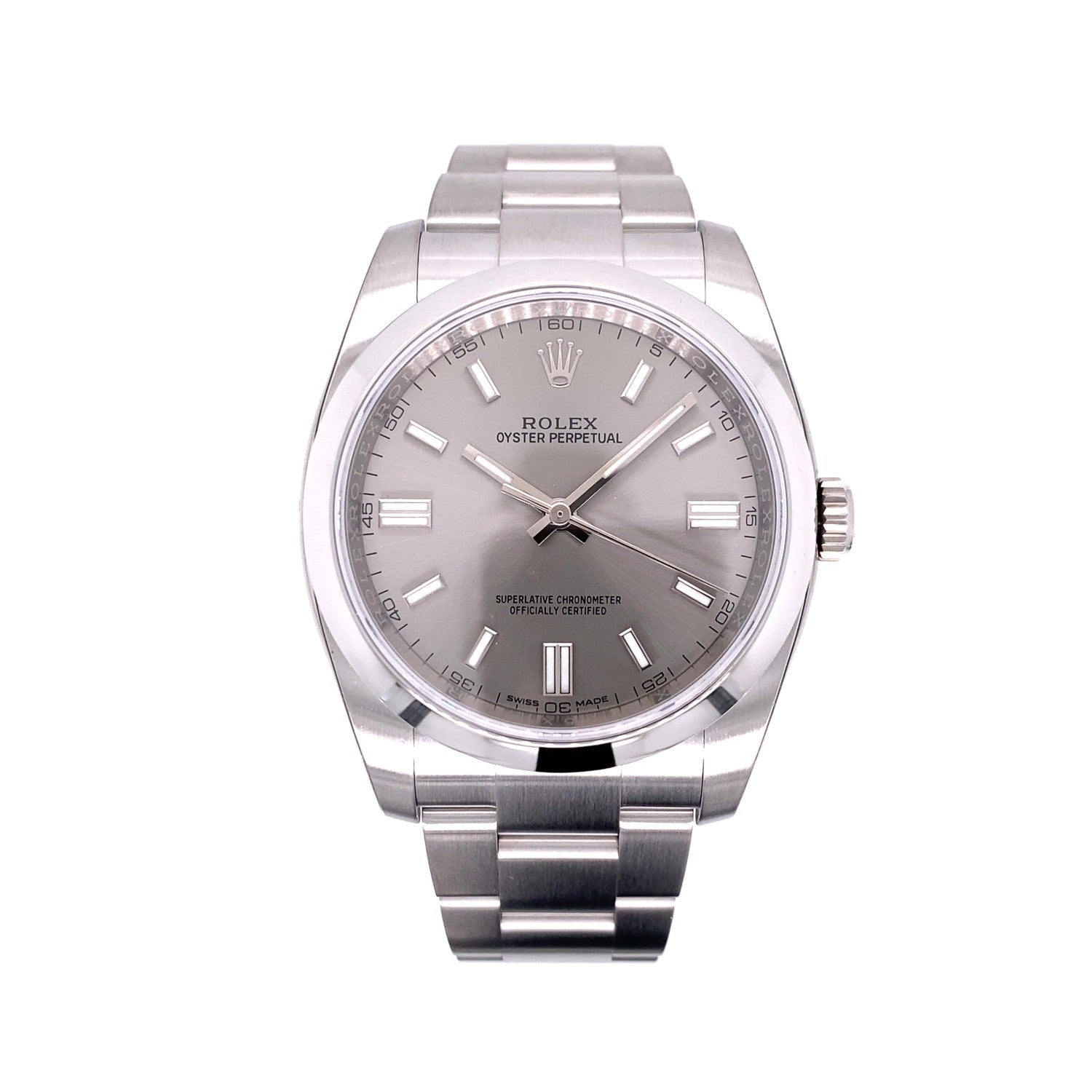 Rolex Oyster Perpetual 36mm Grey Dial 116000 QYW719 - Beverly Hills Watch Company