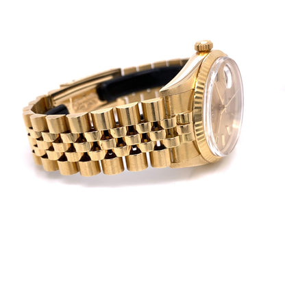 Rolex Date 34mm Yellow Gold Champagne Dial Jubilee Bracelet 15037 R2YMVW - Beverly Hills Watch Company