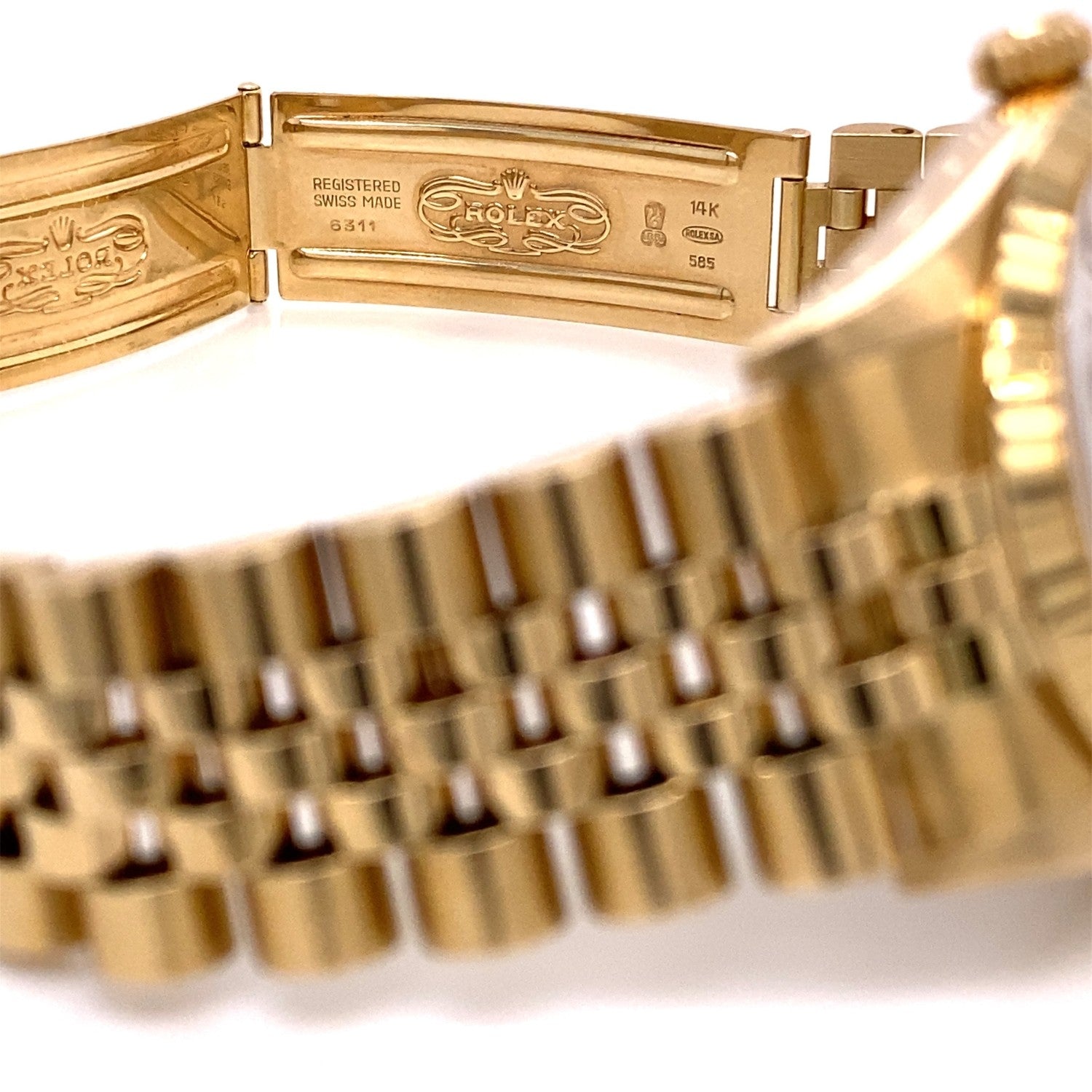Rolex Date 34mm Yellow Gold Champagne Dial Jubilee Bracelet 15037 R2YMVW - Beverly Hills Watch Company