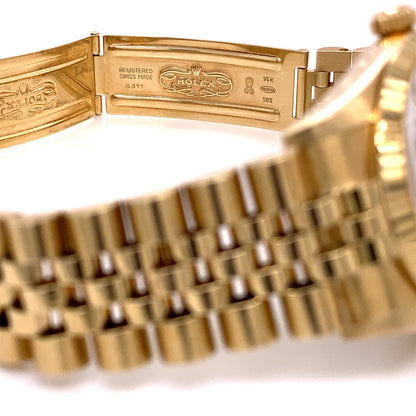 Rolex Date 34mm Yellow Gold Champagne Dial Jubilee Bracelet 15037 R2YMVW - Beverly Hills Watch Company