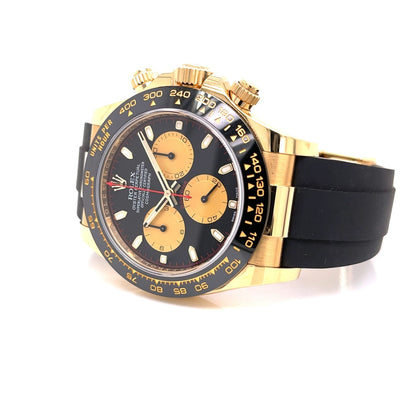 Rolex Daytona Yellow Gold Oysterflex Black Paul Newman Dial 116518LN - Beverly Hills Watch Company