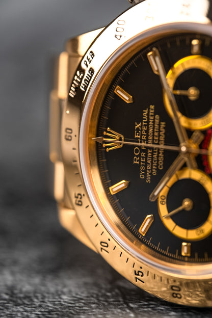 Rolex Daytona Zenith Movement 18K Yellow Gold Black Dial 16528