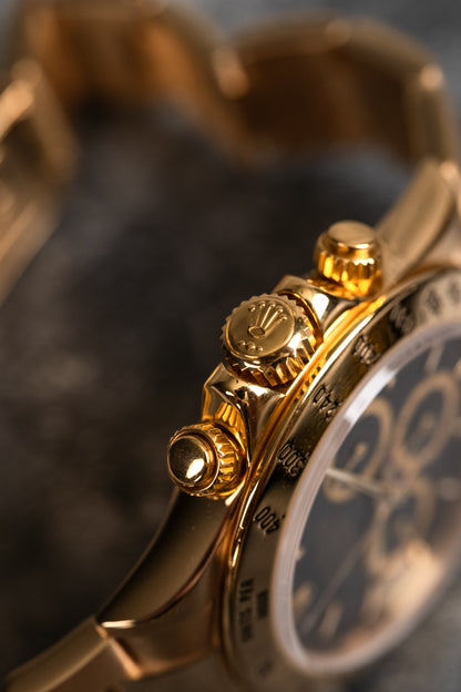Rolex Daytona Zenith Movement 18K Yellow Gold Black Dial 16528