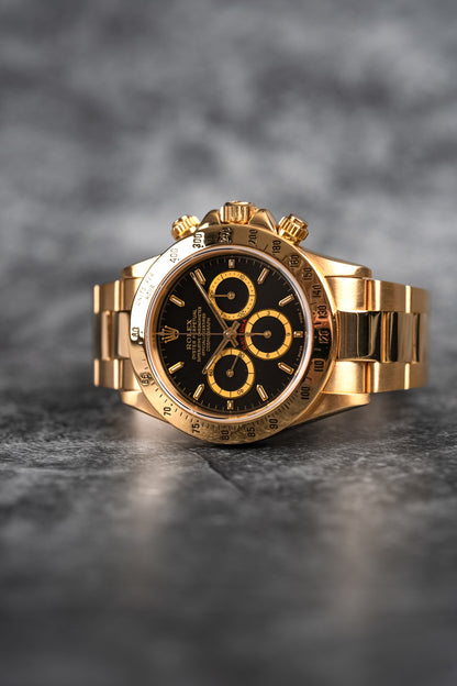 Rolex Daytona Zenith Movement 18K Yellow Gold Black Dial 16528