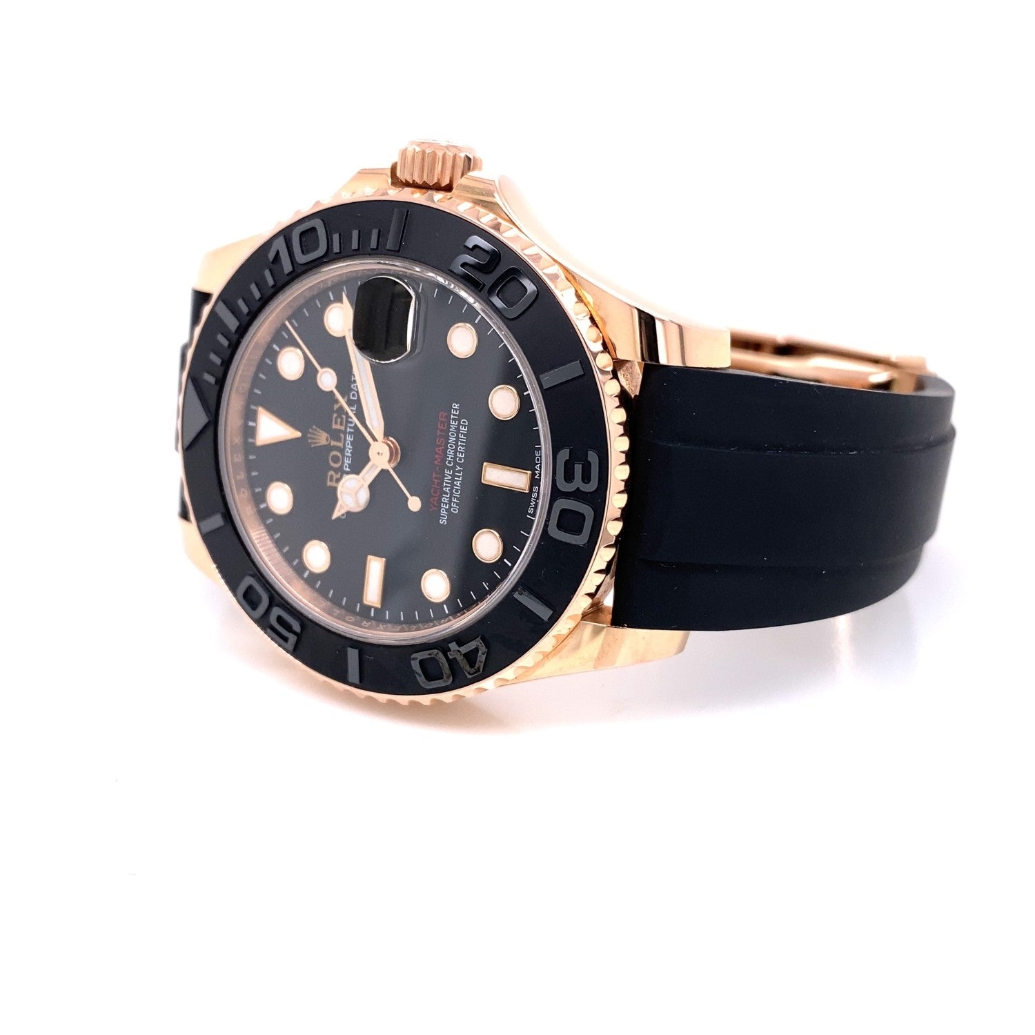 Rolex Yacht-Master 37mm Everose Black Dial Rubber Strap 268655 RAD046 -  Beverly Hills Watch Company