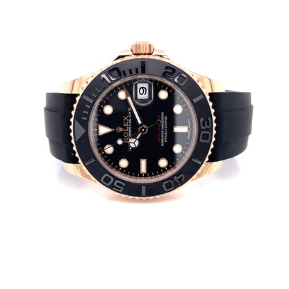 Rolex Yacht-Master 37mm Everose Black Dial Rubber Strap 268655 RAD046 -  Beverly Hills Watch Company