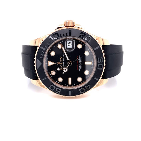 Rolex Yacht-Master 37mm Everose Black Dial Rubber Strap 268655 RAD046 -  Beverly Hills Watch Company