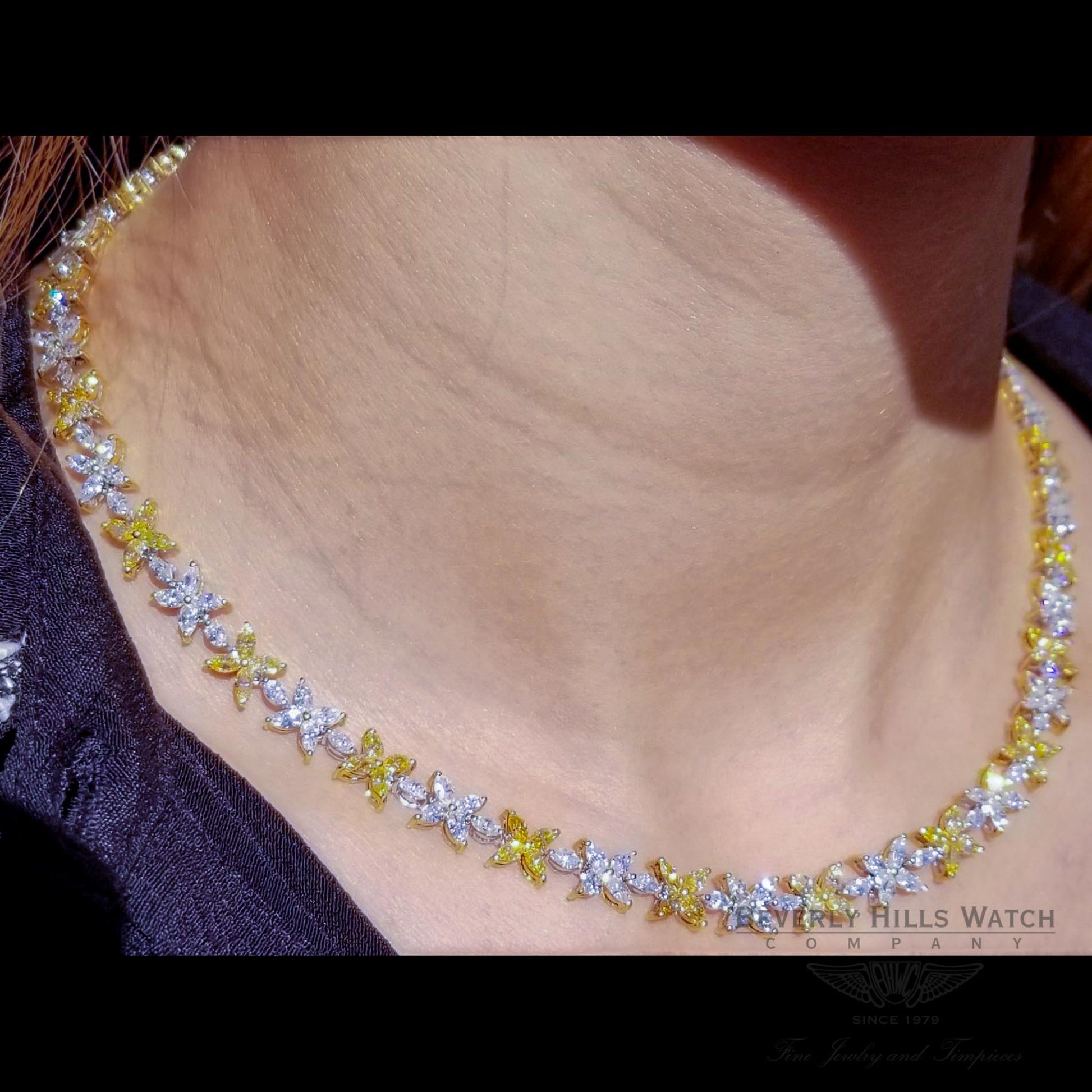 Naira & C Fancy Yellow Marquise Diamond Necklace 16001 - Beverly Hills Watch and Jewelry Company