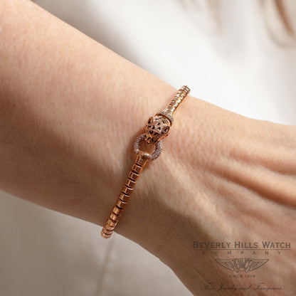 Naira & C Panther Bracelet 18k Rose Gold Enamel and Diamonds Panther Bracelet RXRP9U