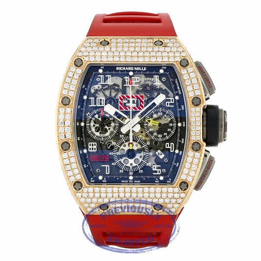 Richard Mille RM11 Annual Flyback Chronograph Rose Gold and Titanium Custom Set Diamonds RM011 AJ RG 7R7R8J - Beverly Hills Watch
