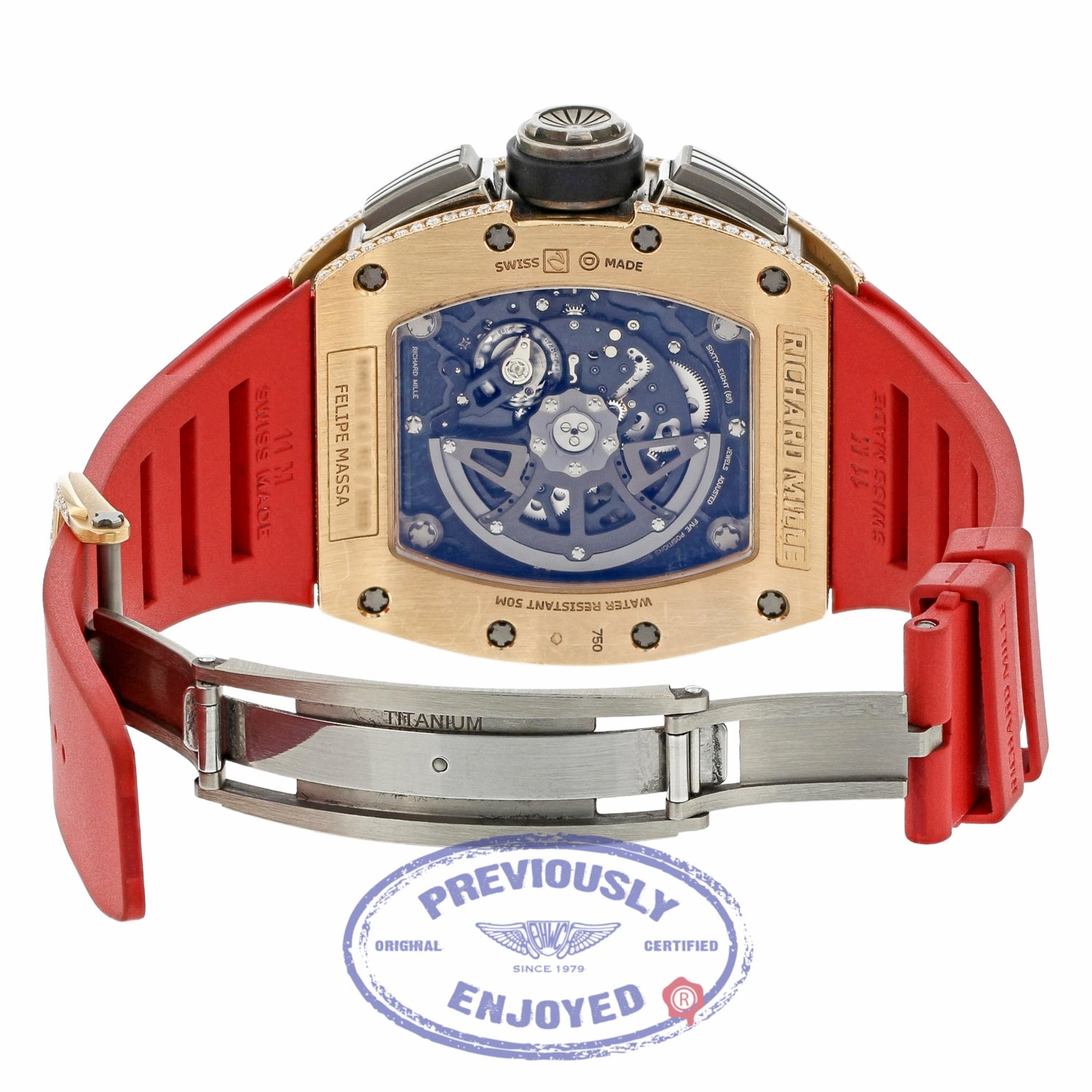 Richard Mille RM11 Annual Flyback Chronograph Rose Gold and Titanium Custom Set Diamonds RM011 AJ RG 7R7R8J - Beverly Hills Watch