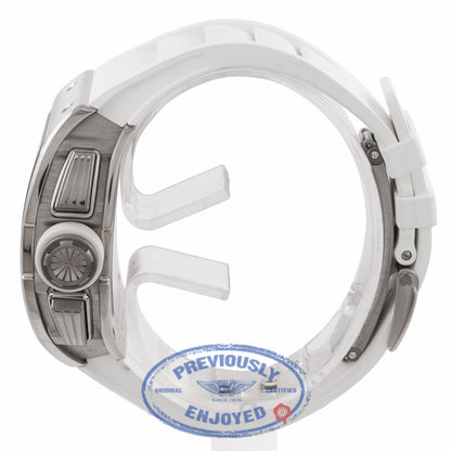 Richard Mille Felipe Massa Chronograph Flyback Yas Marina 18K White Gold Skeleton Dial White Rubber Strap RM-011 - Beverly Hills Watch Store