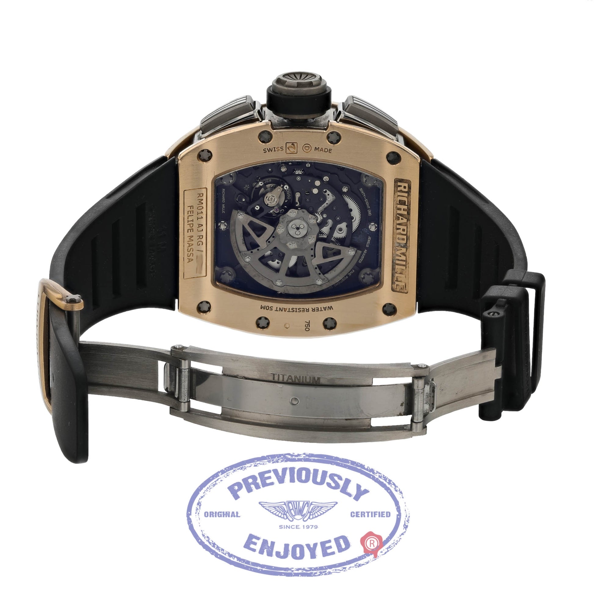 Richard Mille Felipe Massa Rose Gold Titanium Chronograph Annual Calendar Black Rubber Strap RM11 AO RG UFT14C  - Beverly Hills Watch Company