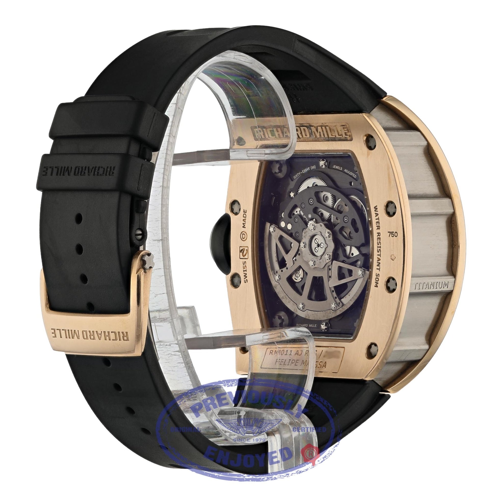 Richard Mille Felipe Massa Rose Gold Titanium Chronograph Annual Calendar Black Rubber Strap RM11 AO RG UFT14C  - Beverly Hills Watch Company