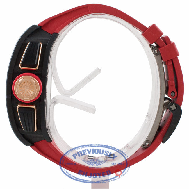 Richard Mille RM011 Rose Gold Trim Carbon Fiber Case NTPT Red Rubber Strap RM011 AOCA NYPT LOTUS F1 TEAM 5P1FTZ - Beverly Hills Watch Company Watch Store