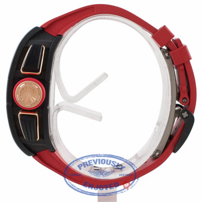 Richard Mille RM011 Rose Gold Trim Carbon Fiber Case NTPT Red Rubber Strap RM011 AOCA NYPT LOTUS F1 TEAM 5P1FTZ - Beverly Hills Watch Company Watch Store