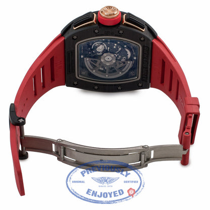 Richard Mille RM011 Rose Gold Trim Carbon Fiber Case NTPT Red Rubber Strap RM011 AOCA NYPT LOTUS F1 TEAM 5P1FTZ - Beverly Hills Watch Company Watch Store