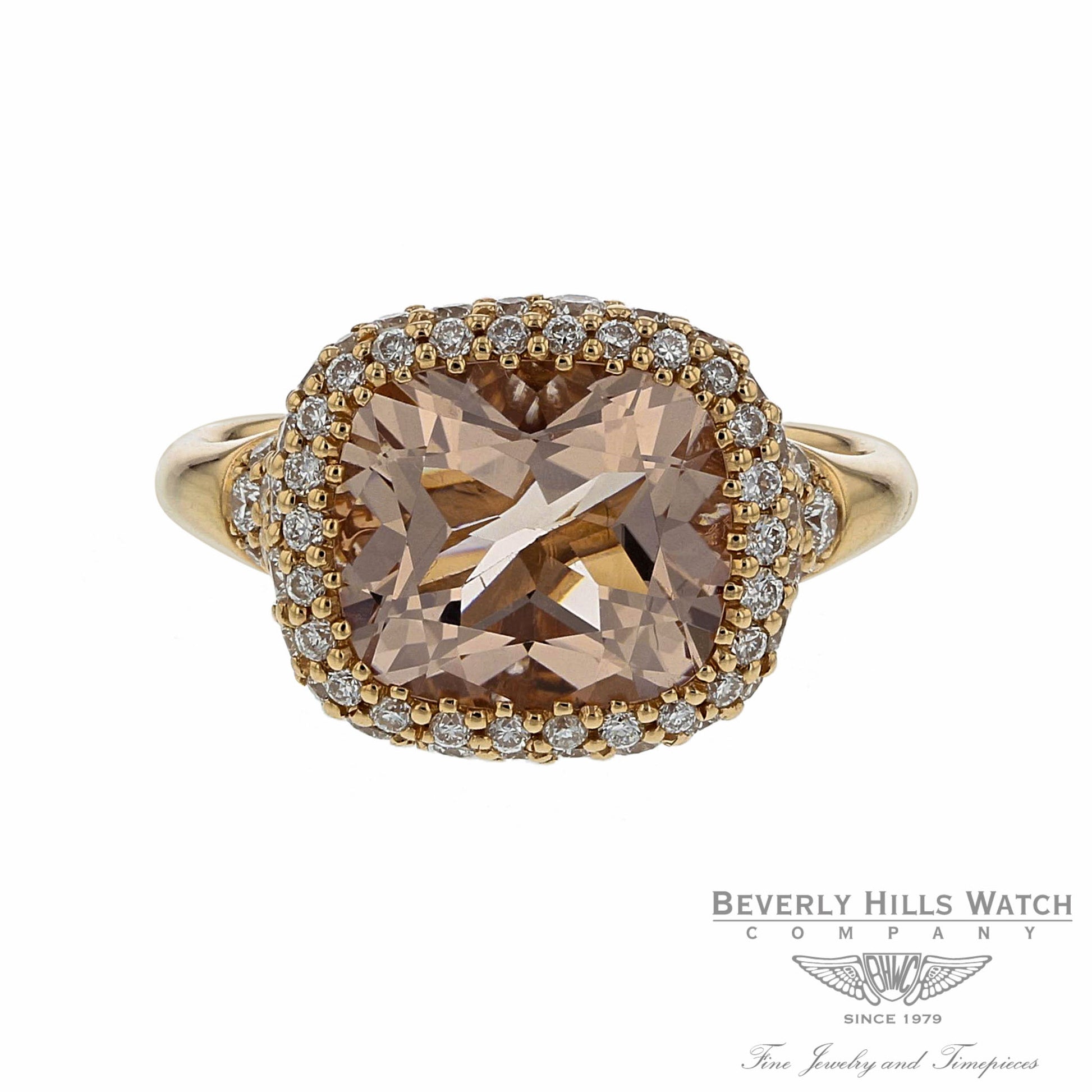 Naira & C Cushion Cut Morganite Rose Gold Ring ZJL7VJ - Beverly Hills Watch and Jewelry Company