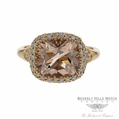 Naira & C Cushion Cut Morganite Rose Gold Ring ZJL7VJ - Beverly Hills Watch and Jewelry Company