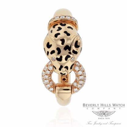 Naira & C 18K Rose gold Panther Enamel Diamond Neck and mouth Ring CCMI0274/13/ring-R 2R6ZH8 - Beverly Hills Jewelry Store