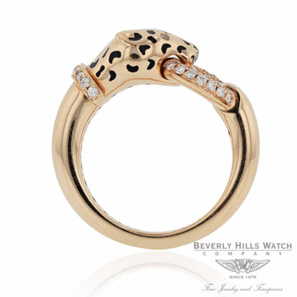 Naira & C 18K Rose gold Panther Enamel Diamond Neck and mouth Ring CCMI0274/13/ring-R 2R6ZH8 - Beverly Hills Jewelry Store