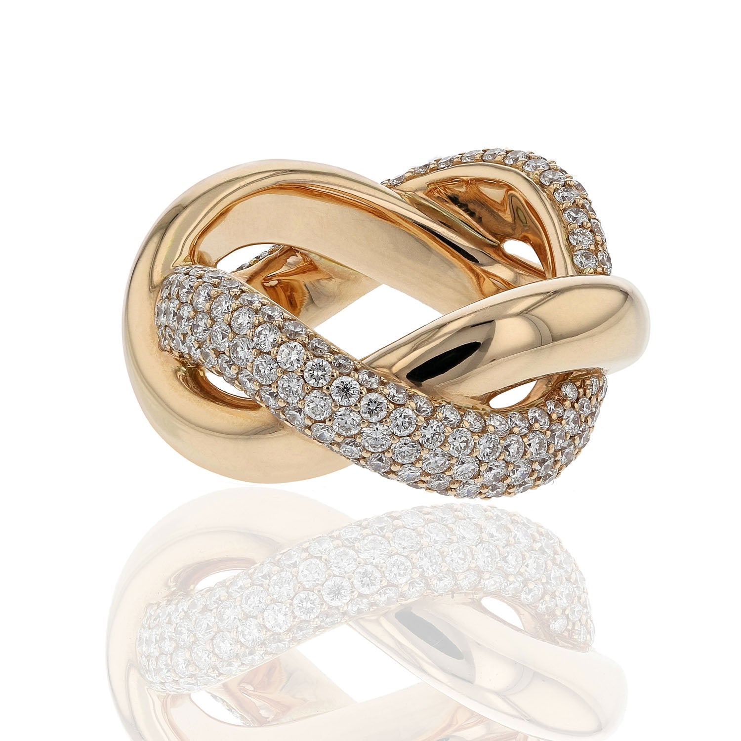 Naira & C Diamond Twisted Rose Gold Ring UYHJ6D - Beverly Hills Watch Company