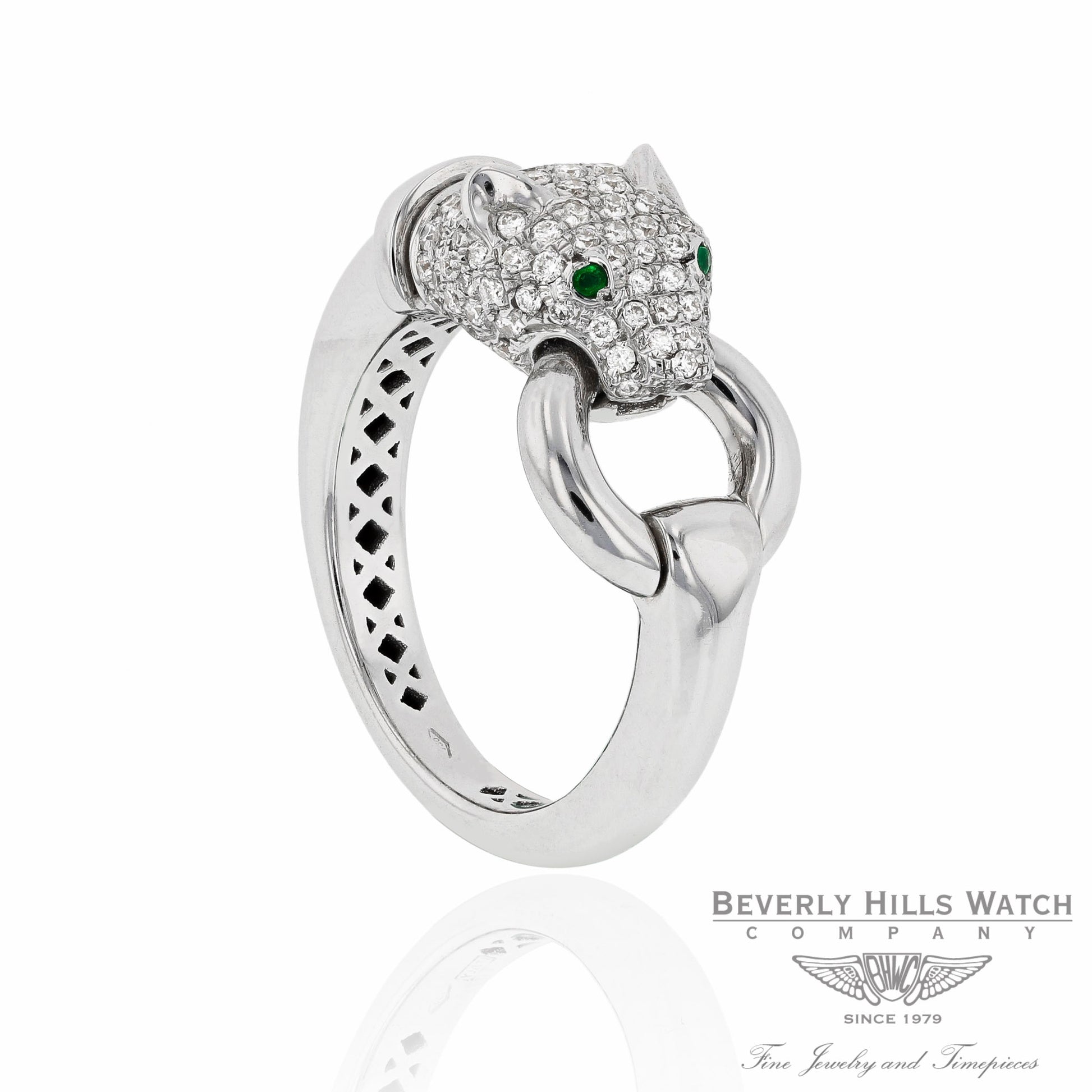 Naira & C 18K White Gold Diamond Panther Head CCMI0281/13/ring-W ZX0NVT - Beverly Hills Jewelry Store