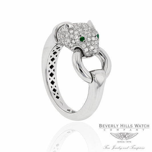 Naira & C 18K White Gold Diamond Panther Head CCMI0281/13/ring-W ZX0NVT - Beverly Hills Jewelry Store