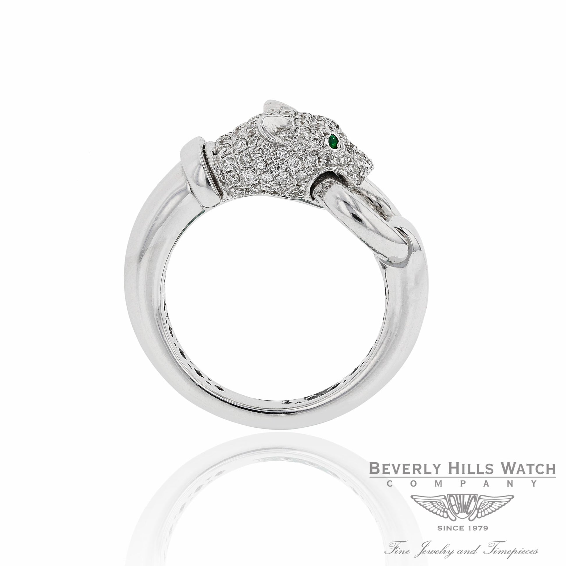 Naira & C 18K White Gold Diamond Panther Head CCMI0281/13/ring-W ZX0NVT - Beverly Hills Jewelry Store