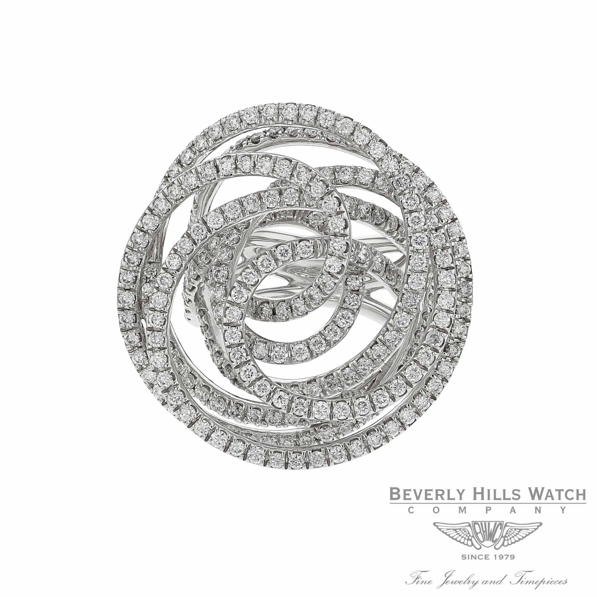 18k White Gold White Diamonds Round Geometric Design Ring Size 6 LYLLWR - Beverly Hills Watch